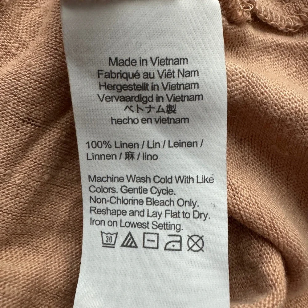 J. Crew Womens Linen Tee Medium Crop Top Tan Short Sleeve‎ Casual Basic